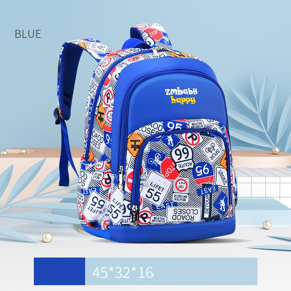 Color: Sky Blue, Size: L - Sesame Baby Korean Elementary School Schoolbag