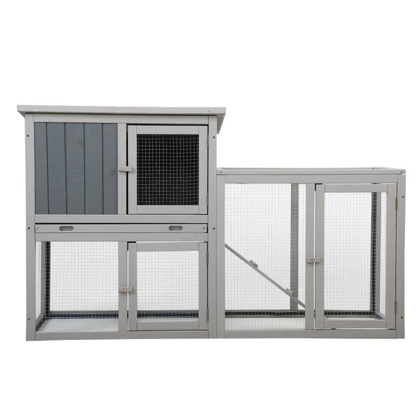 Wooden Rabbit Hutch Chicken Coop with 1 Removable Tray and 3 Lockable Doors for Indoor and Outdoor 