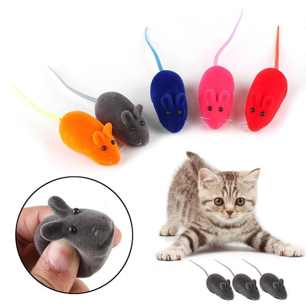 1PC Multi Color Funny Pet Cat Kitten Play Toys False Mouse Rat Squeak Noise Sound Color Random Simu