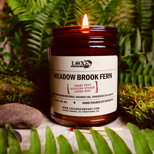 Lox Meadow Brook Fern All Natural Beeswax Candle