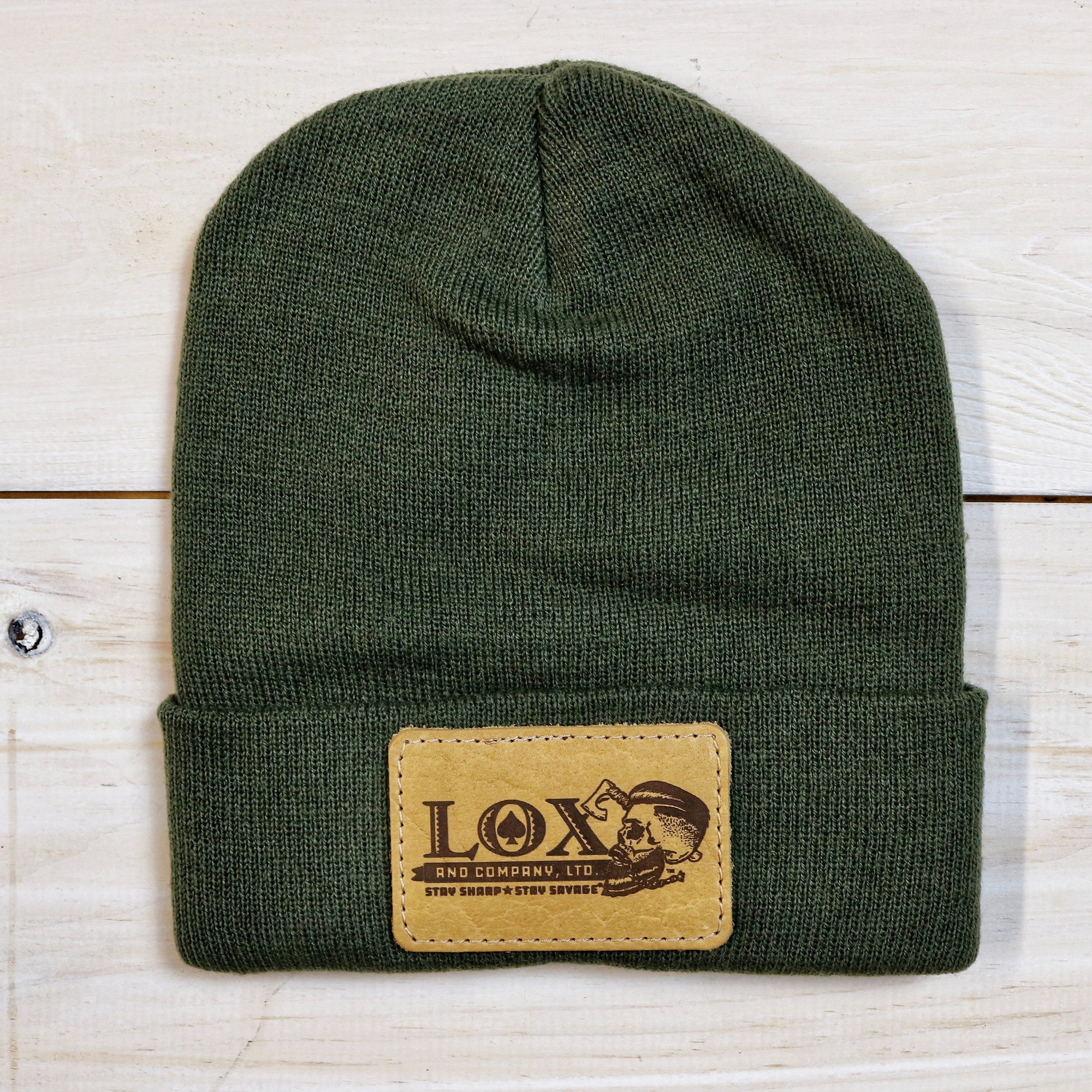 Lox Leather Patch Beanie Loden