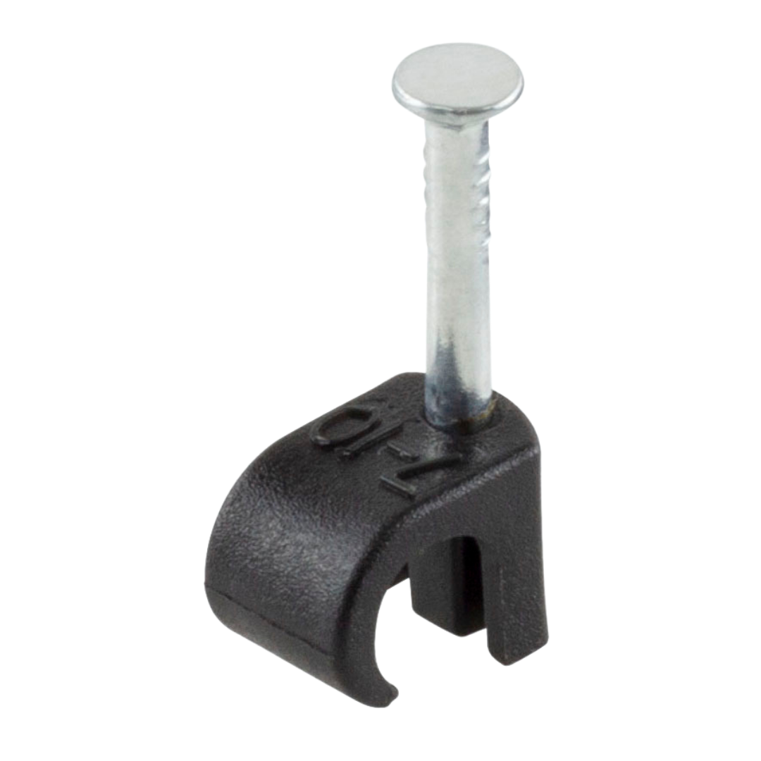 GTSE Black Round Cable Clips, Exterior Wire Clips, Box of 100