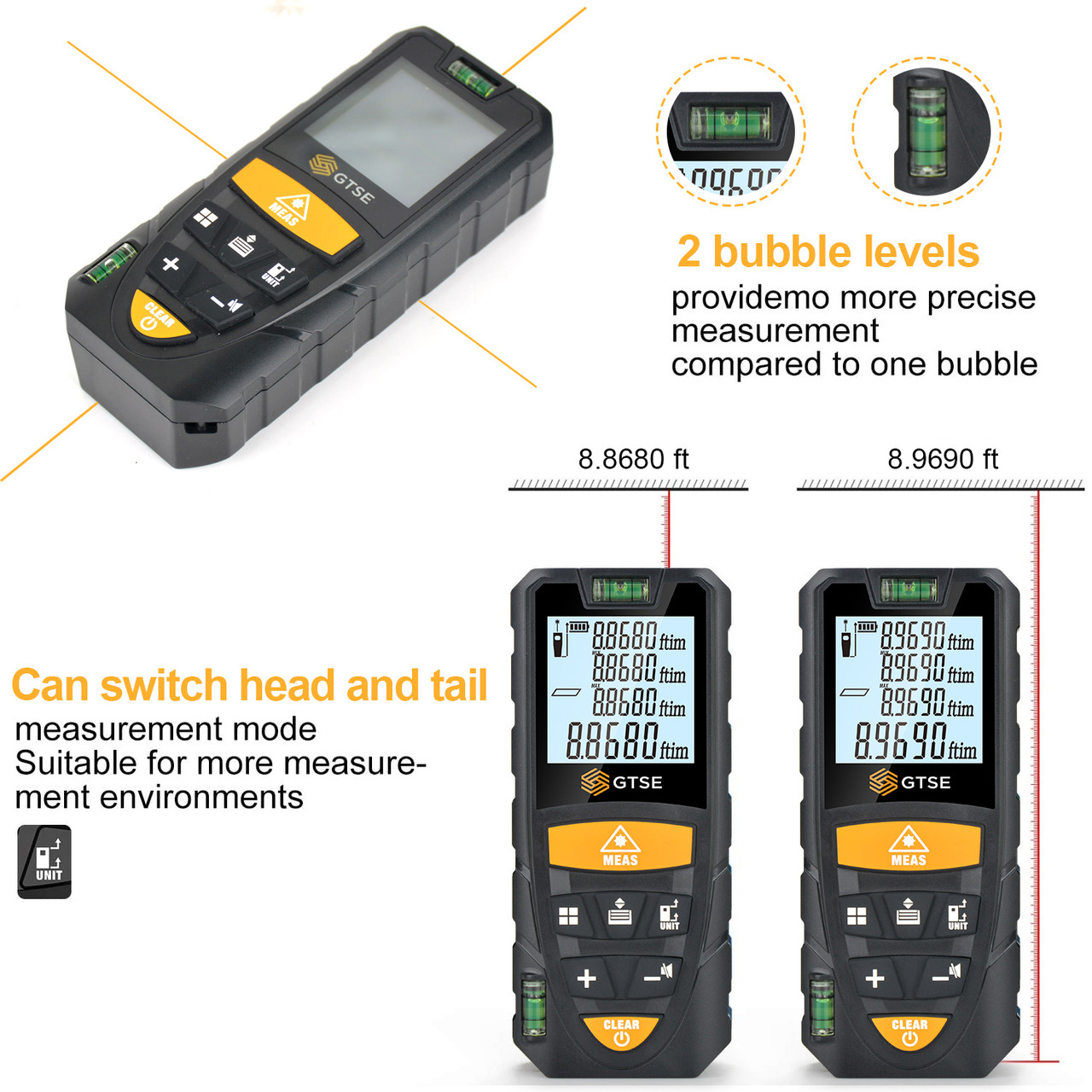 Laser Distance Meter, Portable Digital Distance Measure Tool, LCD