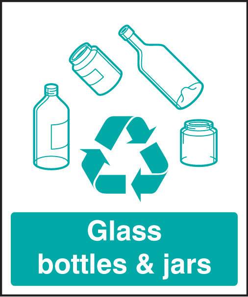 Glass Bottles & Jars Recycling - Safety Sign - GTSE UK