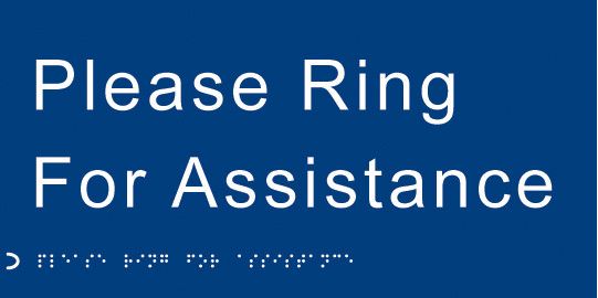 Braille - Please Ring For Assistance (300x150mm) - Safety Sign - GTSE UK