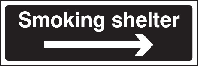 Smoking Shelter Right Arrow (White/Black) - Safety Sign