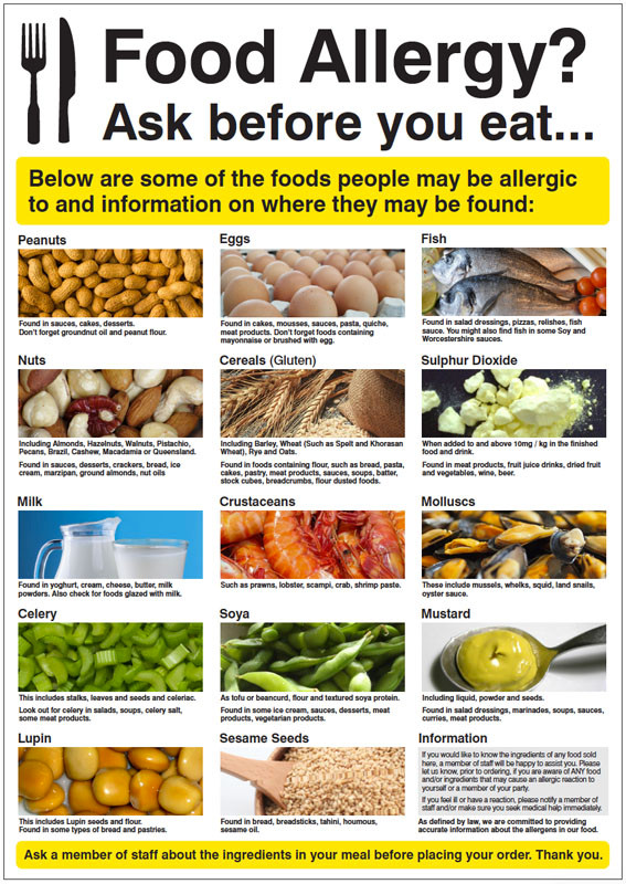 Food Allergy Poster 420 x 594mm Synthetic Paper