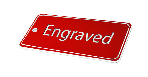 78X150mm Key Fob Rectangle - White Text On Red