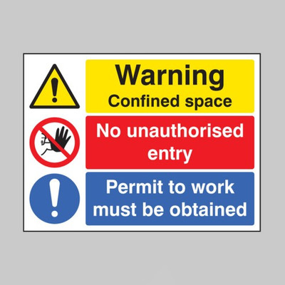 Warning Confined Space No Entry Permit To Work - 200 x 300mm