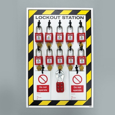 Custom Branded Lockout Station, 10 Lock Capacity