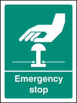 Emergency Stop (White/Green) - 200 x 300mm