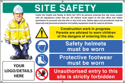 Site Safety, Helmets, Footwear, Unauthorised Entry Custom Banner C/W Eyelets 1270 x 810mm