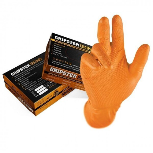 Orange Gripster Skins Double-Sided Nitrile Gloves (Box of 50)