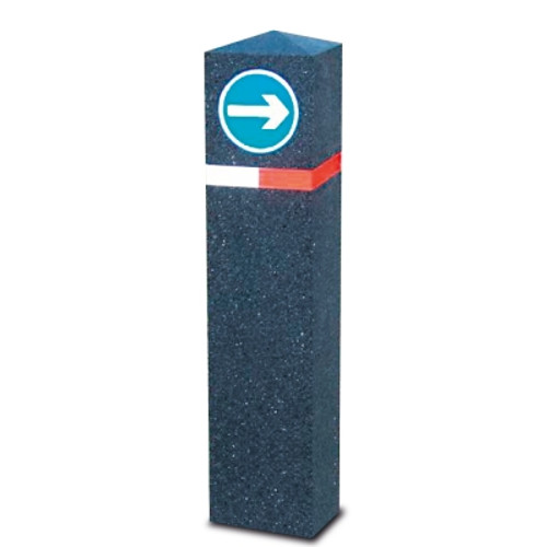 BERKELEY Recycled Rubber Bollard - Black with Reflective Band - Sub-Surface Fix