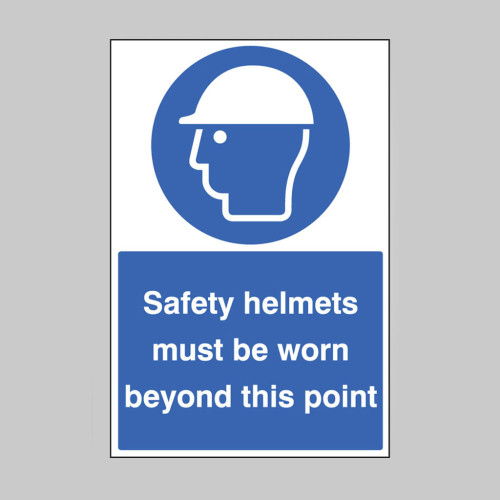 Safety Helmets Must Be Worn Beyond This Point Floor Graphic 400 x 600mm (External Grade)