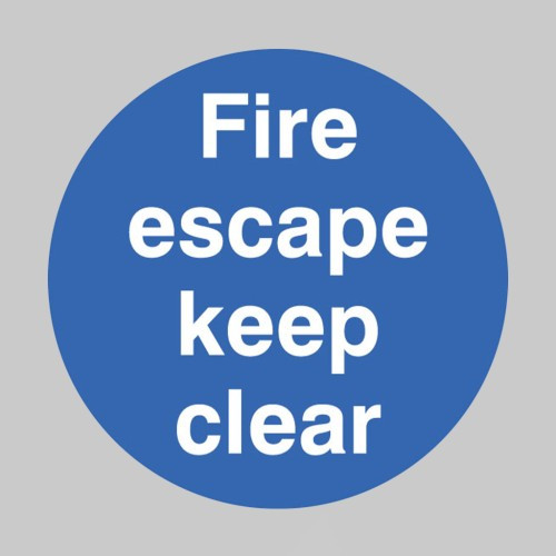 Fire Escape Keep Clear Floor Graphic 400mm Dia. (External Grade)