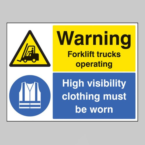 Warning Forklifts Operating Hi-Vis Clothing Must Be Worn Floor Graphic 600 x 400mm (External Grade)