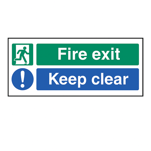 Fire Exit Keep Clear Floor Graphic 600 x 200mm (External Grade)