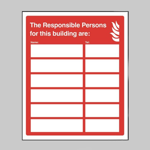 The Responsible Persons For This Building Are: Safety Sign - 200 x 300mm