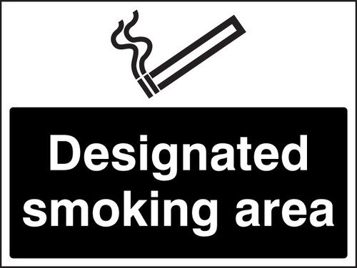Designated Smoking Area (White/Black) - 200 x 300mm