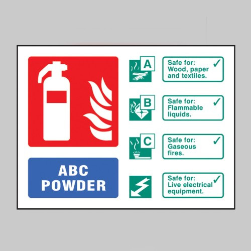 ABC Powder Extinguisher Identification 200 x 150mm - (Pack of 5)
