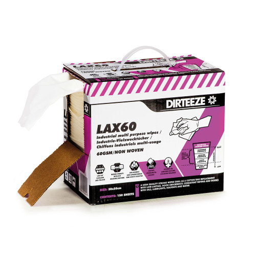 Lax 60 Low Lint Rag Replacement wipes Box 150 sheets 30 x 50cm