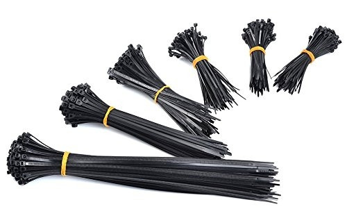 Black Cable Tie Set Mixed Sizes (Pack of 200)