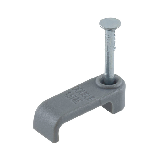 Grey Flat Double Twin & Earth Cable Clips (Pack of 100) Grey Flat Double Twin & Earth Cable Clips (Pack of 100)