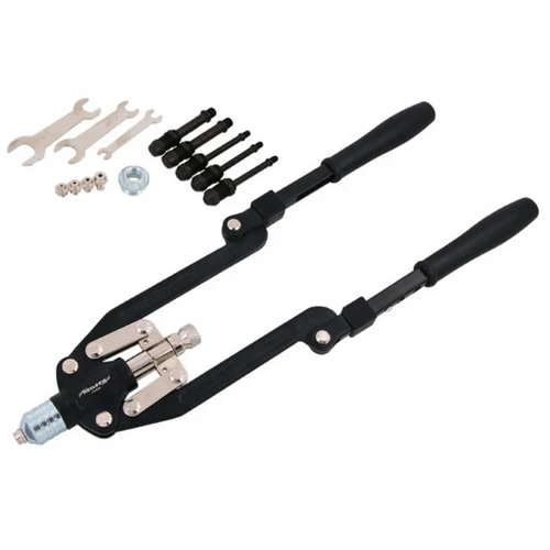 Folding Long Arm Riveter and Nut Riveter Set