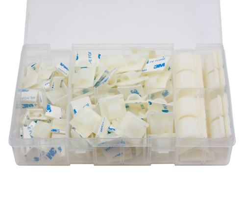 Assorted Adhesive White Nylon Cable Clips (122 Pieces)