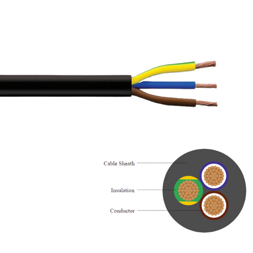 3-Core Cable Flex - Black (1.5mm2 | 16A) - 50m Reel