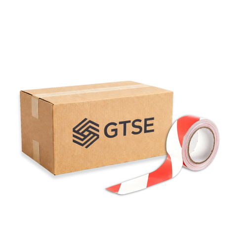 Red / White Adhesive Hazard Warning Tape Box 24 Rolls, 50mm x 33m