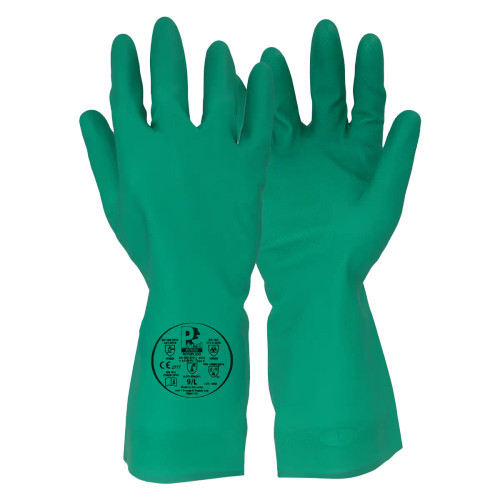 15 Mil Nitrile Flock Lined Chemical Resistant Gauntlet (10 Pairs)