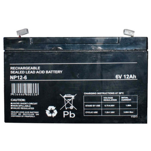 6V 12Ah Sealed Lead Acid Battery (SLA)