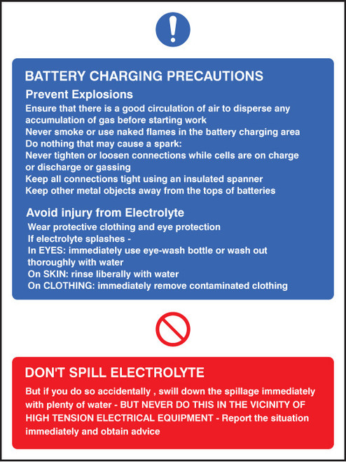 Battery charging precautions - Safety Sign