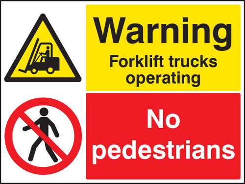 Warning forklift trucks operating no pedestrians - Safety Sign Warning forklift trucks operating no pedestrians - Safety Sign