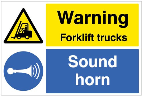 Warning forklift trucks sound horn floor graphic 600x400mm Warning forklift trucks sound horn floor graphic 600x400mm