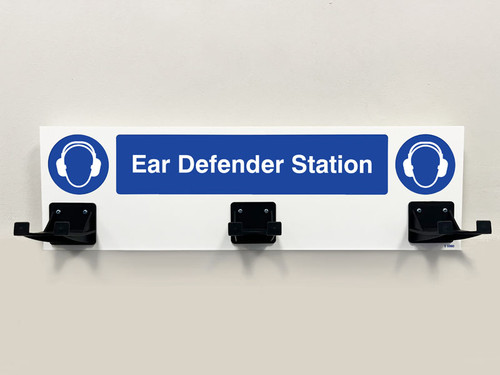 PPE Station - Ear Defenders - 3 Hooks on 540x160mm 10mm foam pvc PPE Station - Ear Defenders - 3 Hooks on 540x160mm 10mm foam pvc