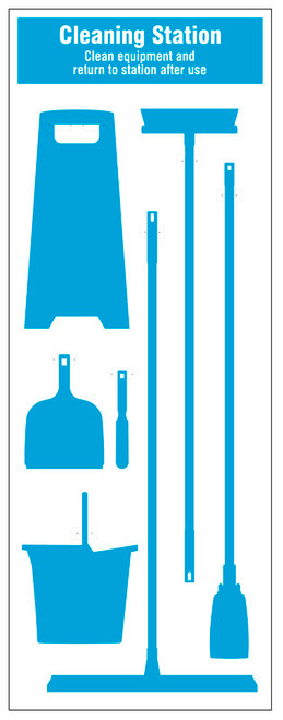 Cleaning Station Shadow Board - 7 piece 750x2000mm 10mm foam pvc - Safety Sign