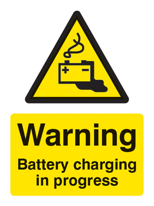 Warning Battery Charging In Progress - Safety Sign Warning Battery Charging In Progress - Safety Sign