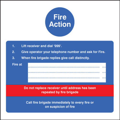 Fire action - hotel - Safety Sign