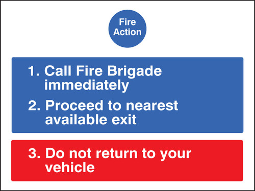 Fire action for car parks - Safety Sign