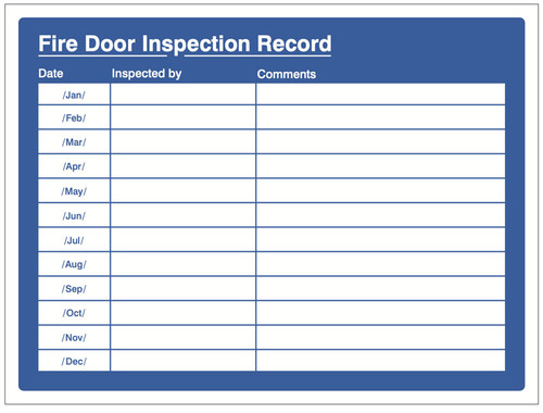 Fire door inspection record - Safety Sign Fire door inspection record - Safety Sign