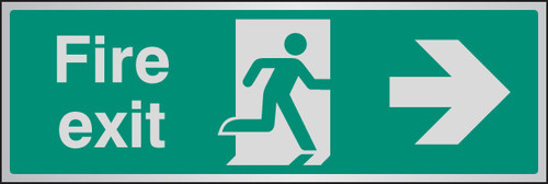 Fire Exit Arrow Right Aluminium 300X100mm - Safety Sign