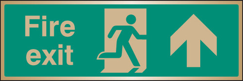 Fire exit arrow ahead brass 300x100mm - Safety Sign