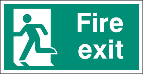 Fire exit left BS single sided 800x400mm 5mm rigid - Safety Sign