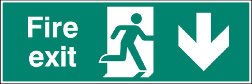 Fire Exit Double Sided With Arrow Down 1200X400mm 5mm Rigid - Safety Sign Fire Exit Double Sided With Arrow Down 1200X400mm 5mm Rigid - Safety Sign