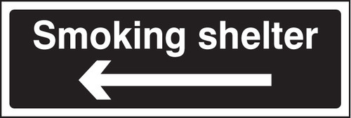 Smoking shelter left arrow (white/black) - Safety Sign Smoking shelter left arrow (white/black) - Safety Sign