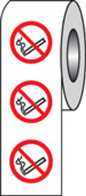 No smoking roll of 100 labels 75mm dia - Safety Sign