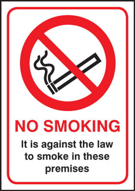 No Smoking it is against the law A5 RP - Safety Sign No Smoking it is against the law A5 RP - Safety Sign